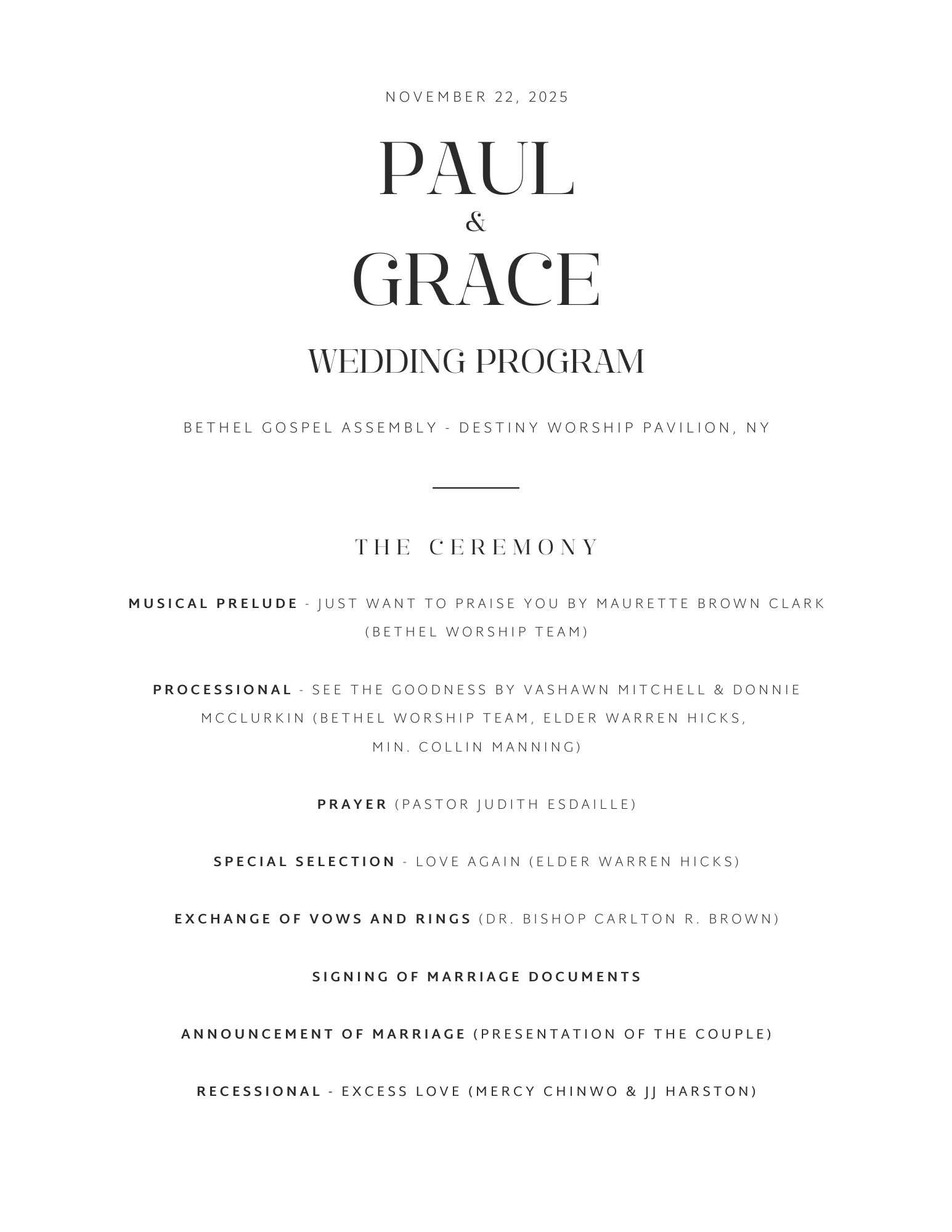 Wedding Program - Page 1